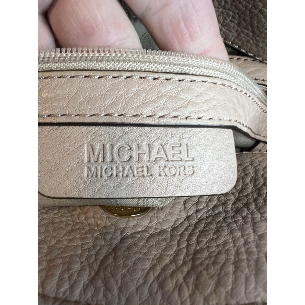 Michael Kors Hamilton Satchel Handbag Snakeskin Nude Leather Purse - Picture 5 of 9